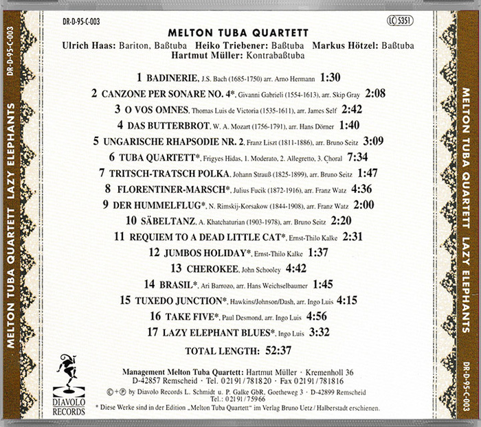 Melton Tuba Quartett - CD 'Lazy Elephants' Titelliste